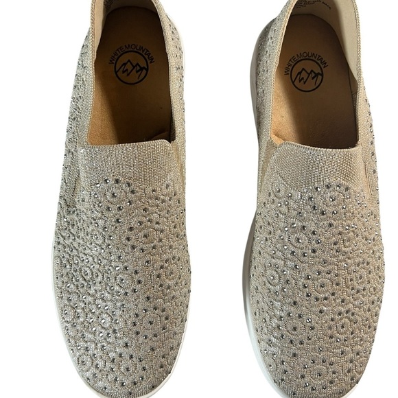 White Mountain Shoes - White Mountain Women's Beige Embellished Sneakers - size 11